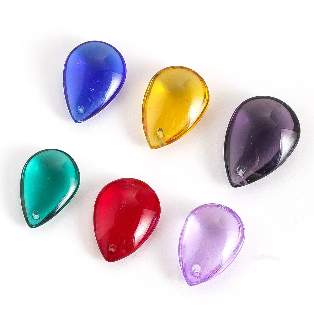 5PCS Crystal Smooth Teardrops Glass Prisms Chandelier Parts Hanging Loose Pendants Beads for Jewelry Making DIY Earring Findings