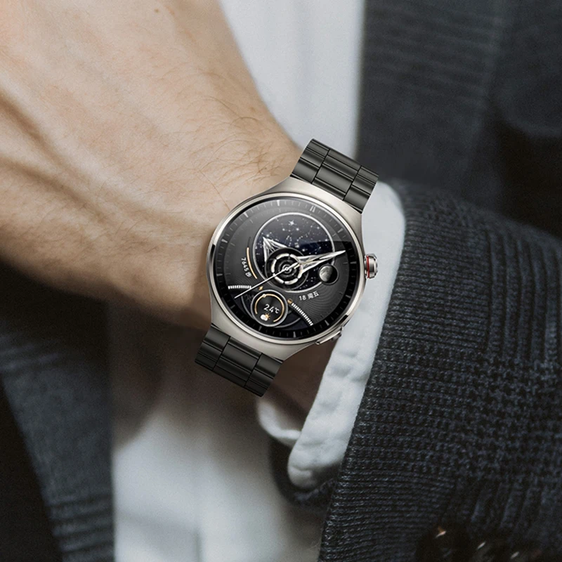 Correa de titanio de 22mm para HUAWEI WATCH 4, correa de reloj para Huawei Watch 4Pro Band, pulsera de Metal gris/Negro/plateado con caja