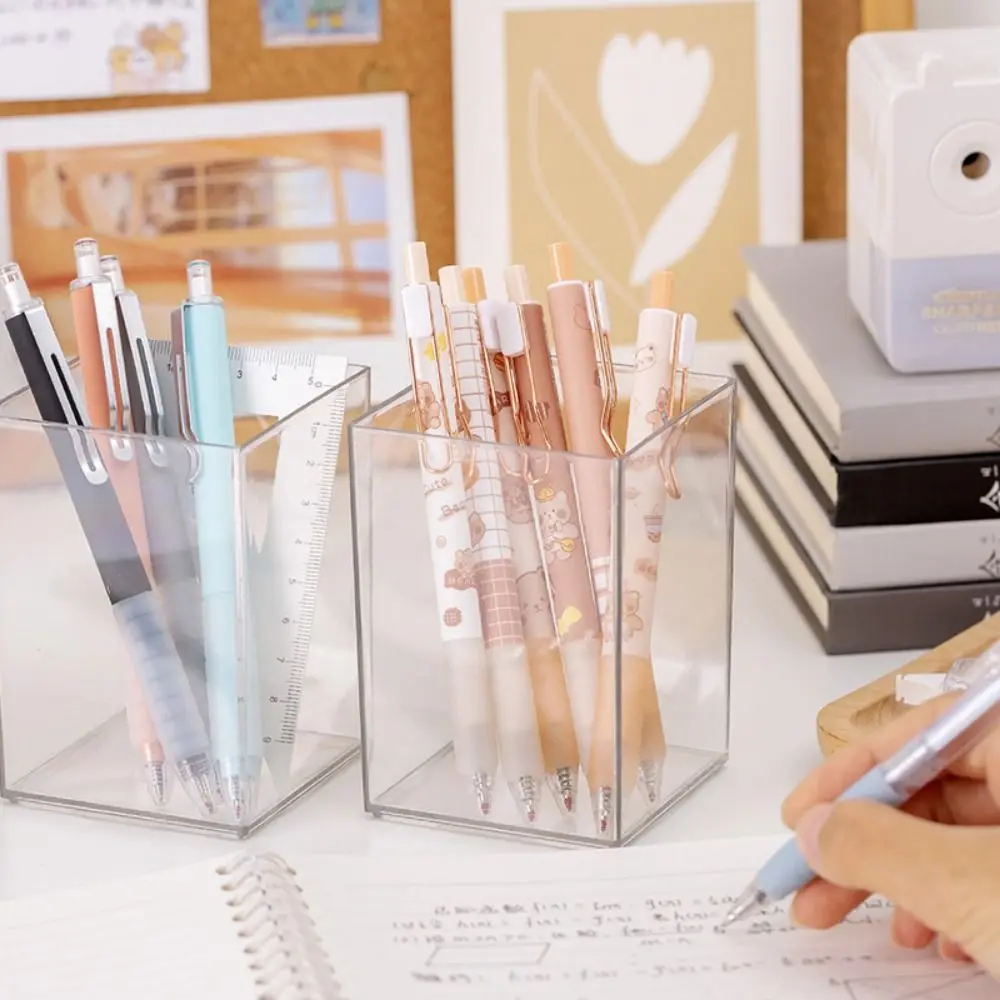 Transparent Pen Holder Solid Acrylic Multifunctional Pen Pot Large Capacity Multi-function Stationery Storage Box Unisex