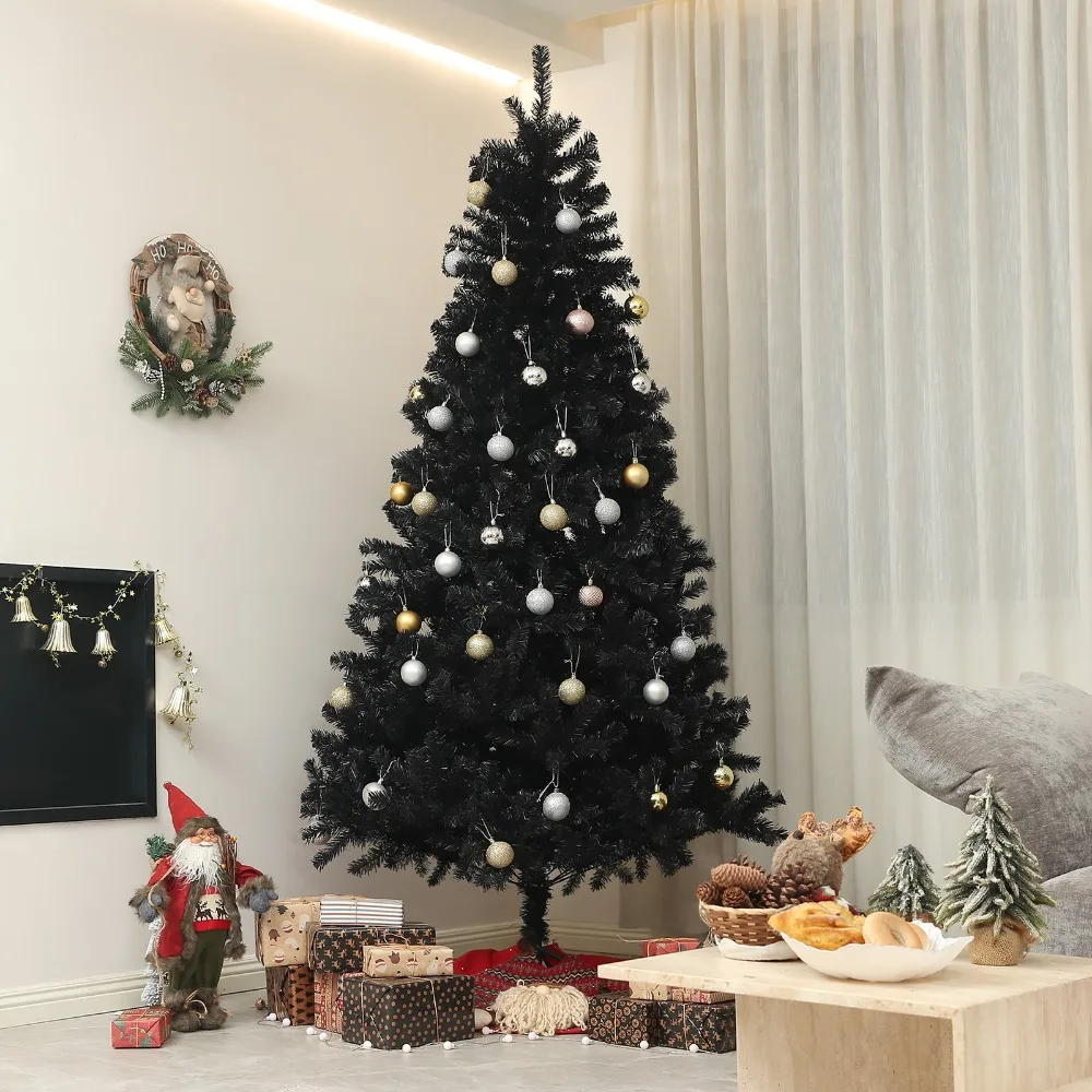 

9ft Artificial Black Christmas Tree, Holiday Décor w/ Steel Base, Black
