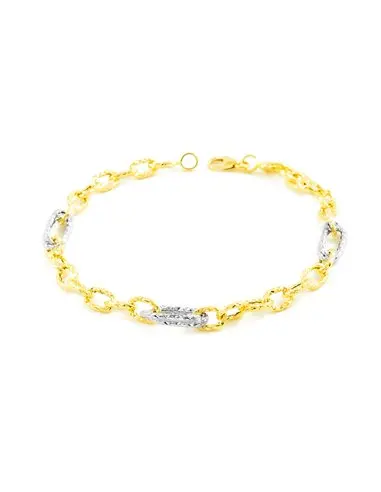 Two-tone bracelet woman with textured oval link