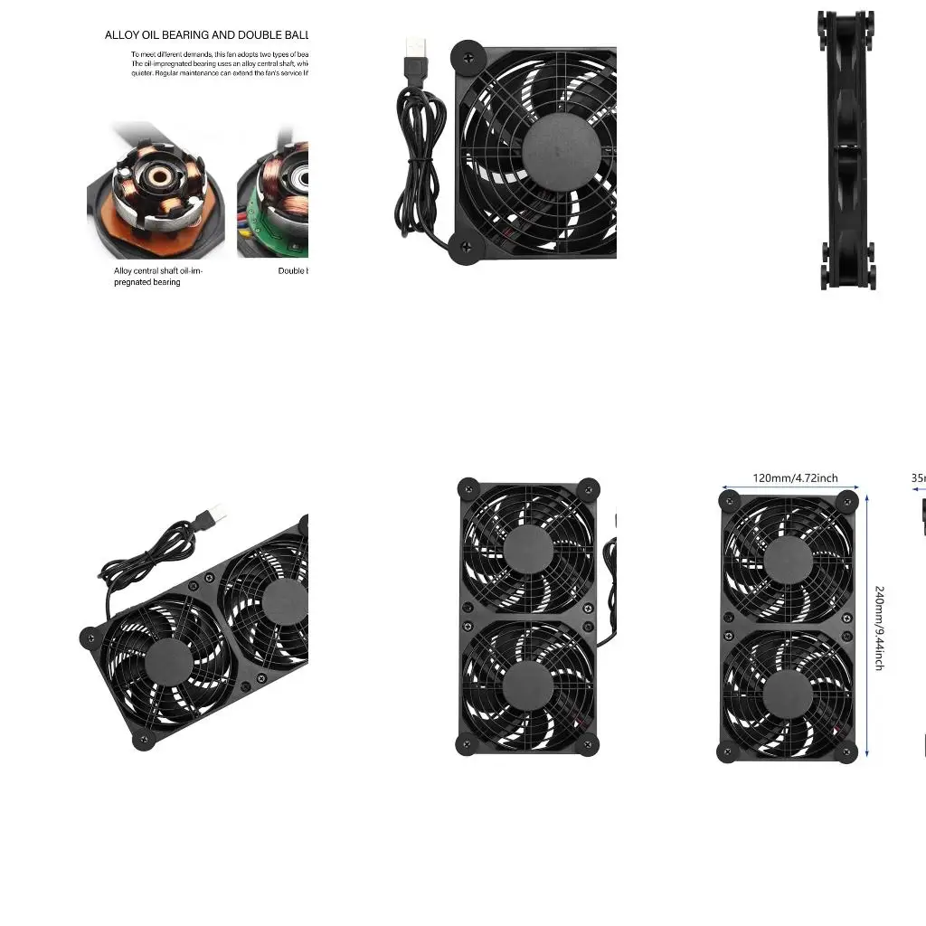 Cooling Fan Radiator USB Computer Blower Laptop Heat Sink USB Quiet Dissipation A4WF