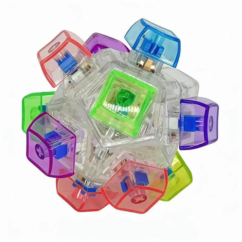 Mixed Color Glowing Mechanical Keyboard Fidget Toy Switch Keychain Stress Relief Pendant 12 Keys Ball-Shabped Or 4 Keys Blocks