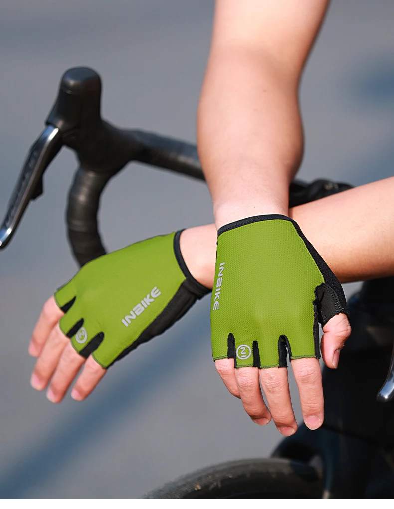 INBIKE Halbfinger-Fahrradhandschuhe für Herren Stoßdämpfende Atmungsaktive Sommerhandschuhe für Mountainbike Rennrad Rutschfeste Fahrradhandschuhe – Detail 19