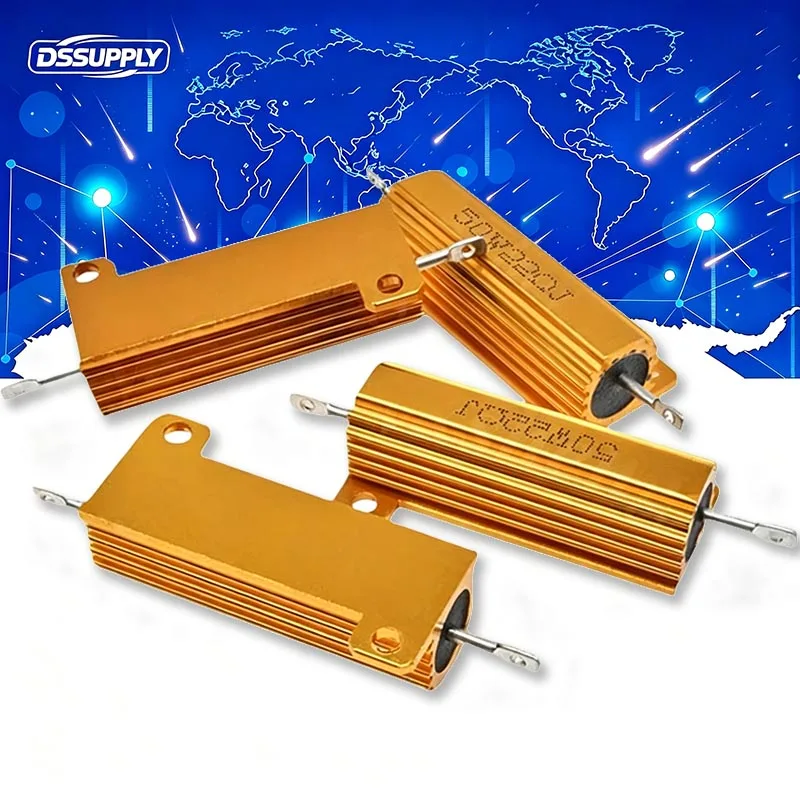 50W 100W RX24 Wirewound Resistor Aluminum Power Metal Shell Case 1 2 3 5 6 8 10 20 100 150 1K 10K 100K 1 ~ 100KΩ ohm