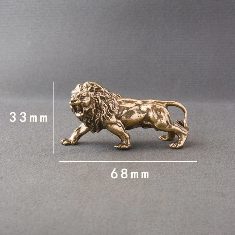 Vintage Brass Lion Ornament Solid Brass Room Decoration Desktop Ornament King of The Jungle Bronze Artifact Christmas Gifts