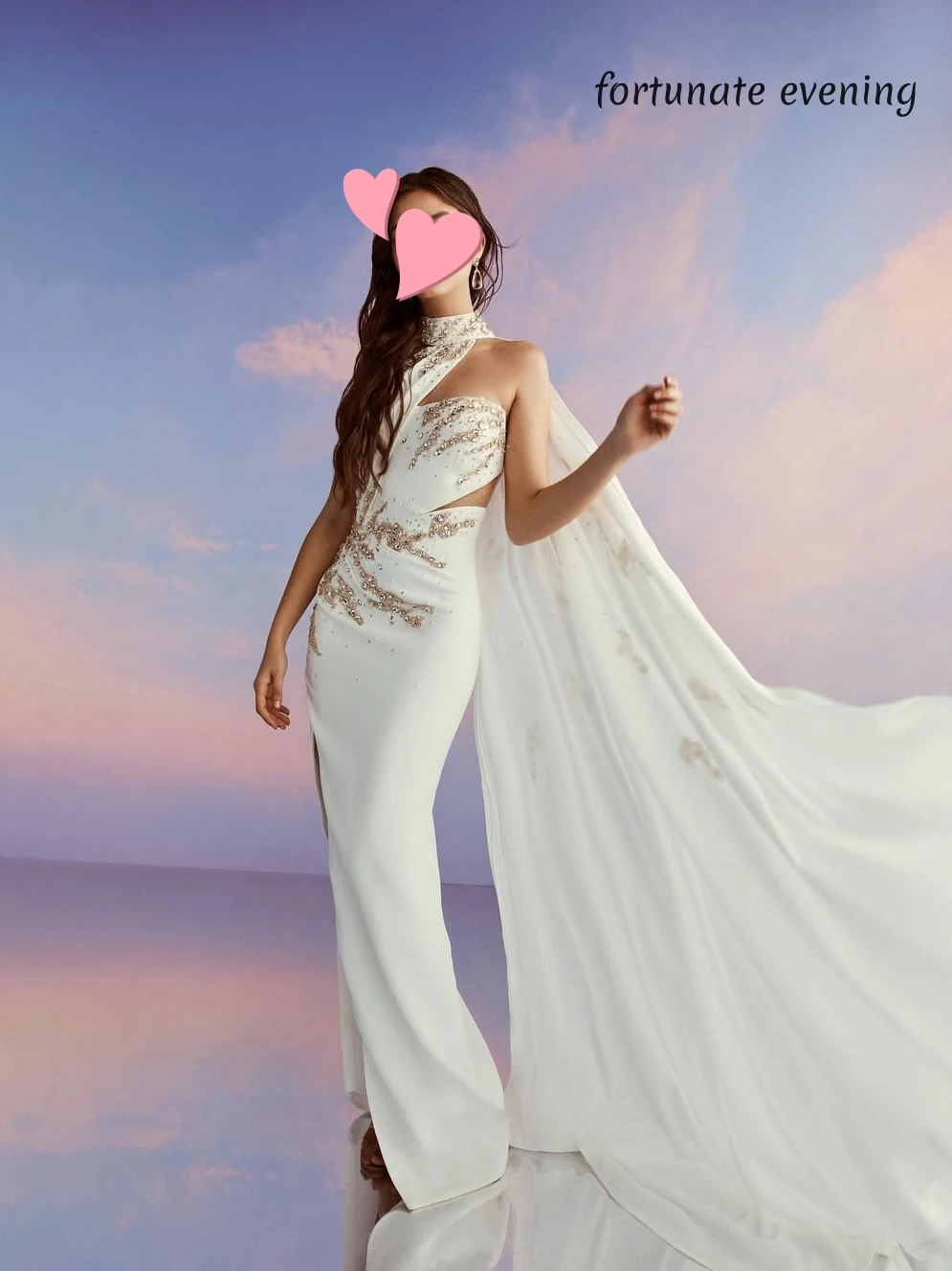 Fortunate Evening Elegant Vintage Sweet Ivory Crystal Beads New Cape Customized Formal Occasion Prom Dress Evening Party Gowns