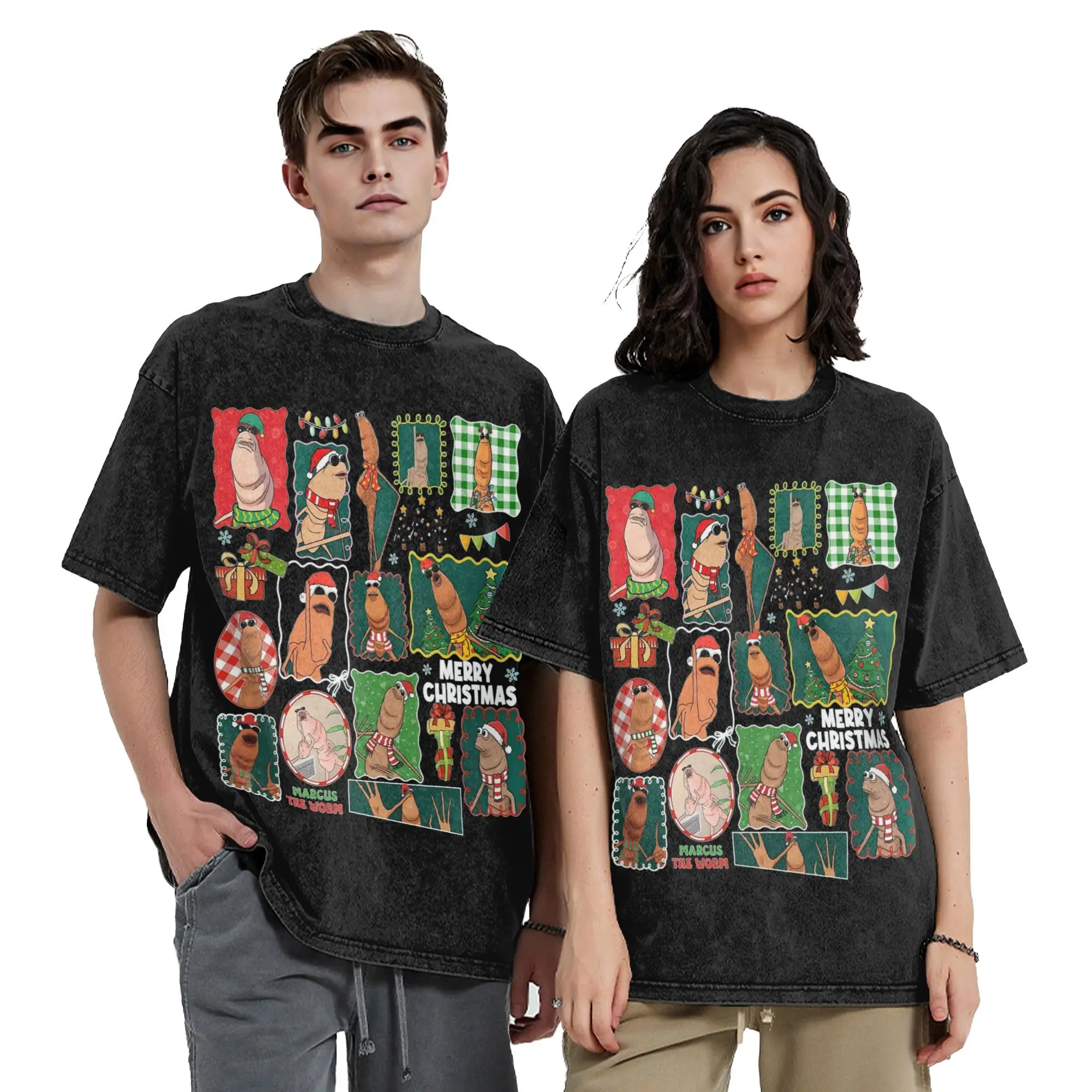 Marcus The Worm Christmas Meme  T Shirt Harajuku Style For Men Women 100% Cotton Tee Shirts Tops
