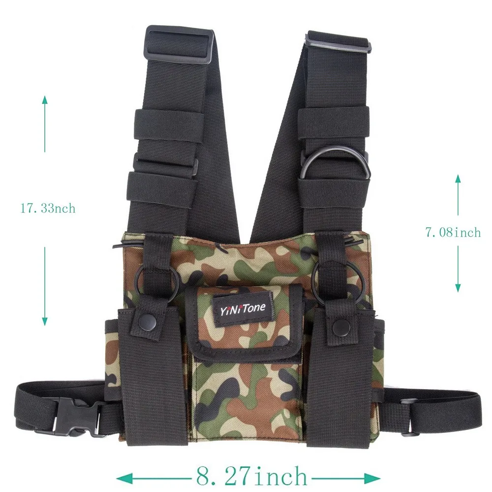 YiNiTone-BG-01 de camuflaje de la selva, arnés Universal para el pecho, bolsa de bolsillo, funda para Radio bidireccional