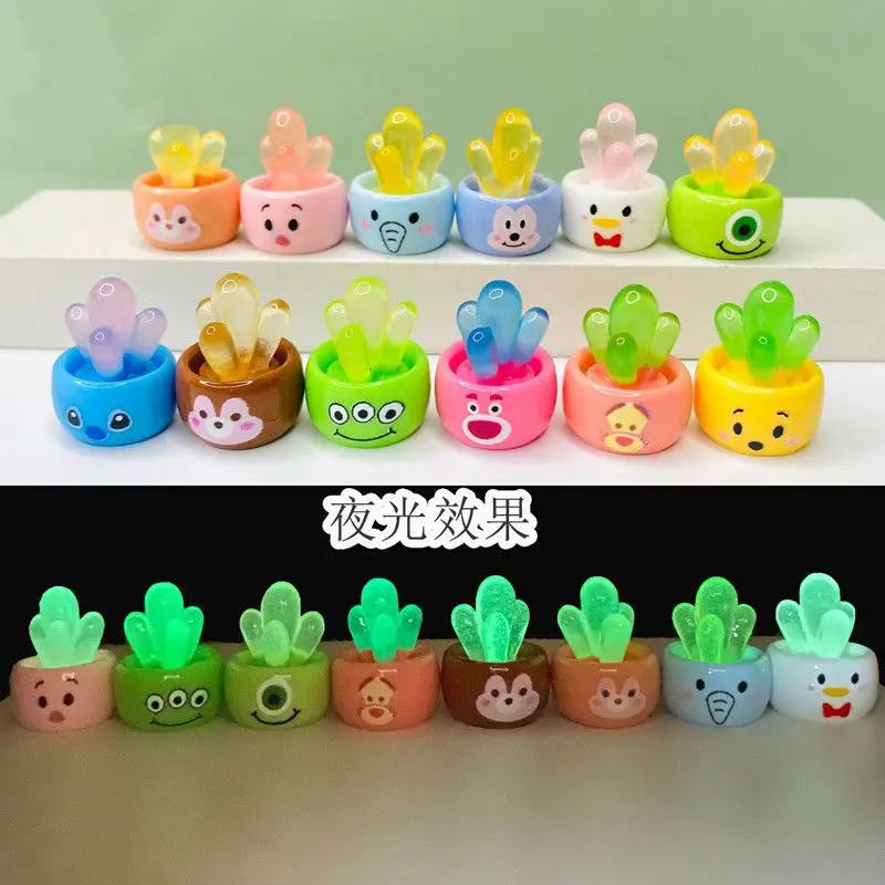 Glow In Dark Mini Cactus Resin Figurines, Car Dashboard Ornaments,DIY Micro Landscape Decor, New Trendy Car Interior Accessories