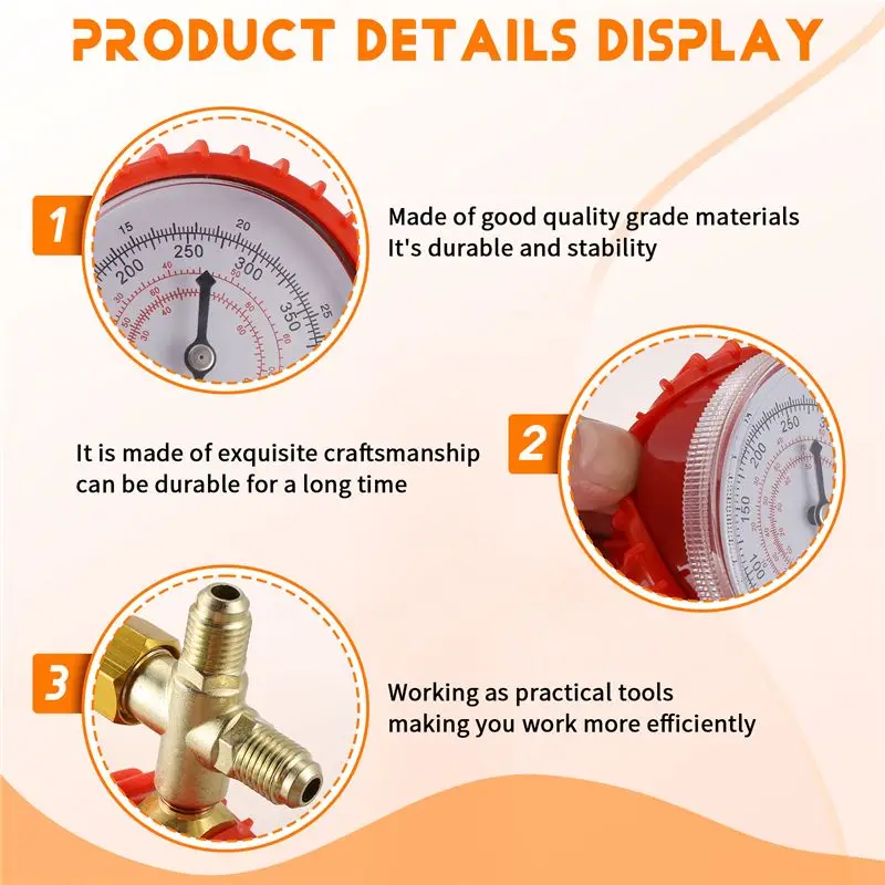 Refrigerant Pressure Gauge Air Conditioning Recharge Pressure Gauges Manifold Gauge Manometer Valve For R12 R502 R22 R410 R134A-