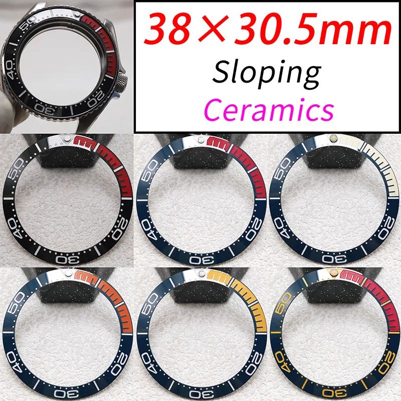 38mm Mod Watch Bezel Insert Ring Ceramic Slope SUB Segmented Two-tone Fits 40mm Watch Case Diving Watch Case Refit Bezel Inserts