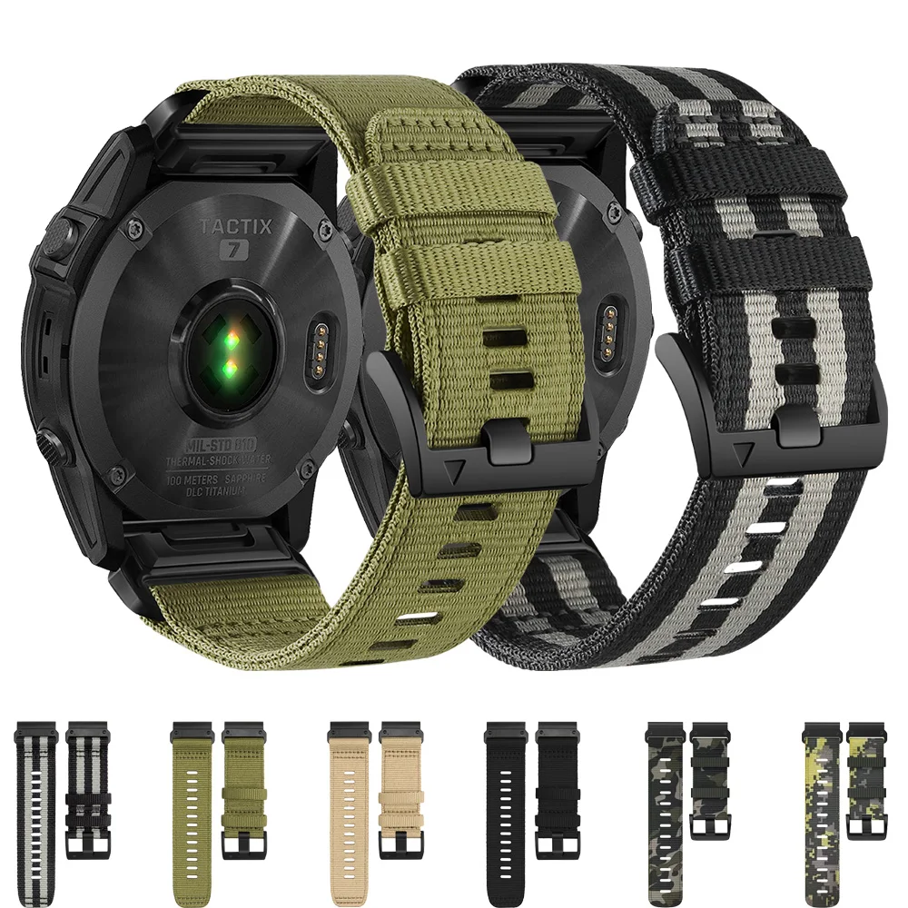 

Нейлоновый ремешок QuickFit 22 мм 26 мм для Garmin Fenix 7 7X 6X Pro/Epix Pro Gen 2 51 мм 47 мм/Approach S70, 47 мм, спортивный плетеный ремешок для часов