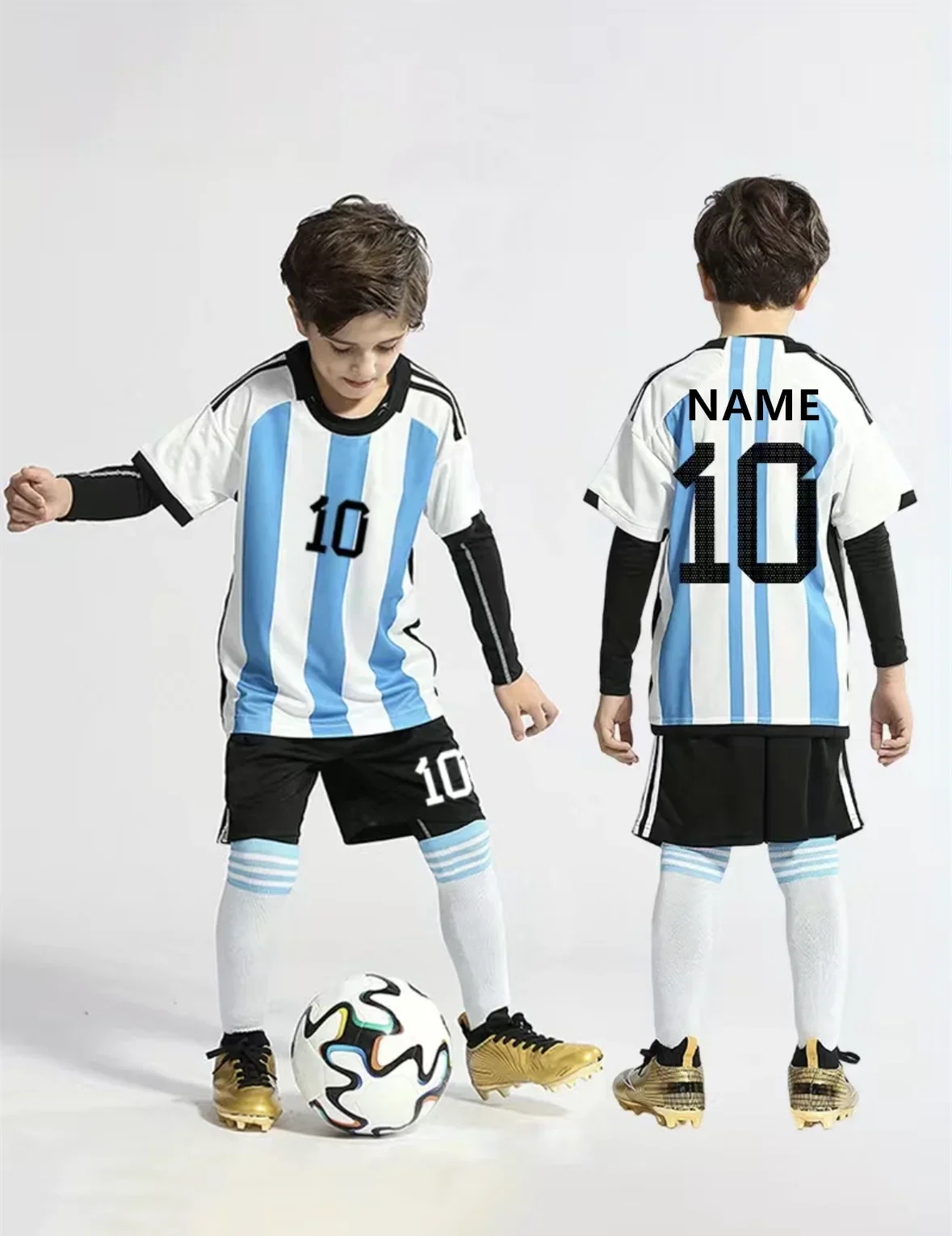 children's clothing set boy girl Messi Fans shirt Training wear men and kids games Jerseys kits Leisure sportSleeve Uniforms