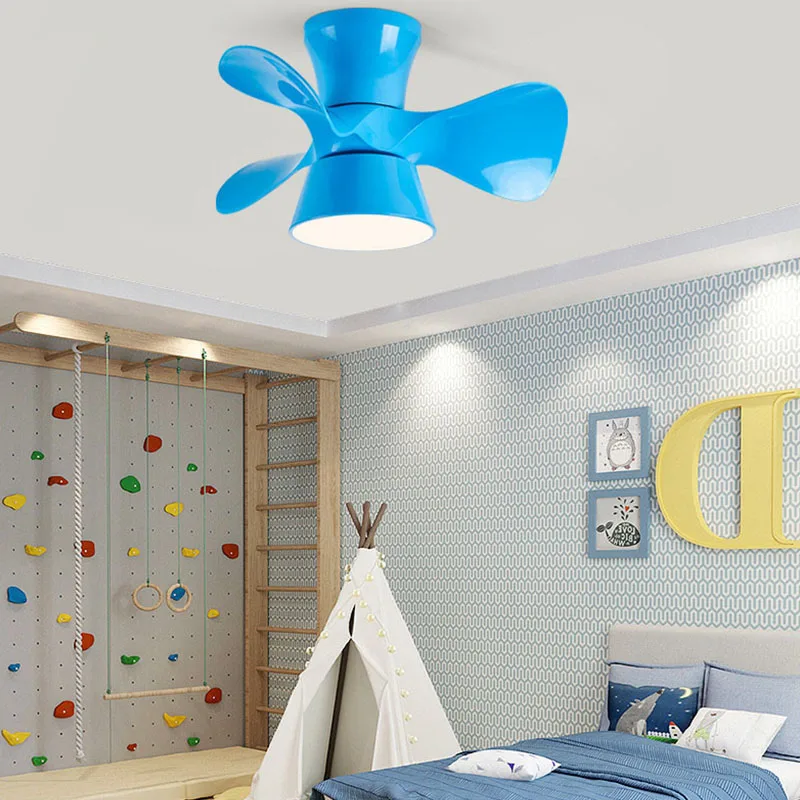 Small Ceiling Fans Light For Living Room Bedroom Children Room Cute Colorful Macaron Fans Lamp 22 Inch Remote Control Ventilator