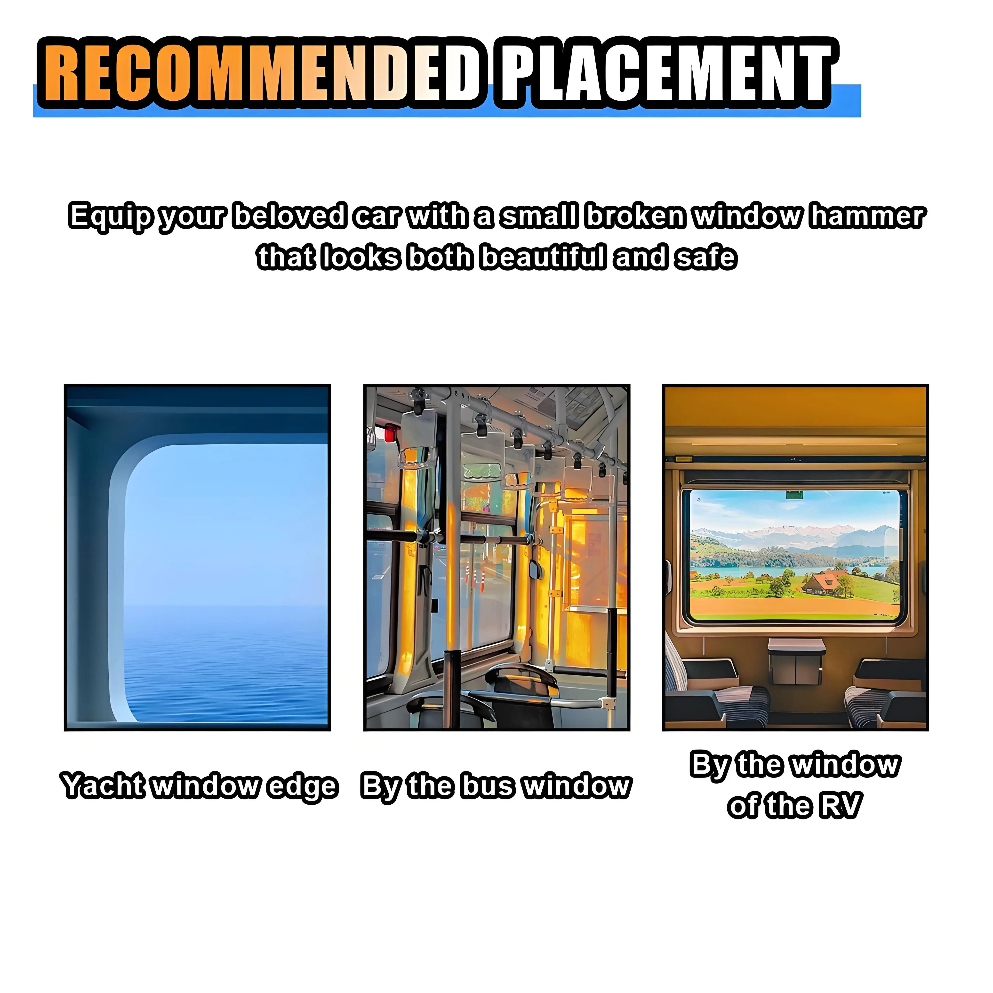 مطرقة أمان للسيارة شديدة التحمل، أداة هروب للطوارئ ذات وظيفتين مع كسارة نافذة وقاطع حزام الأمان لسلامة المركبات #6