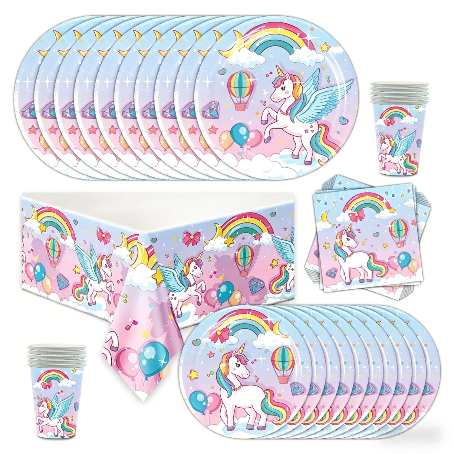 Cartoon Unicorn Birthday Party Decoration Unicorn Tableware Paper Plate Cup Tablecloth Birthday PartySupplies for Baby Shower