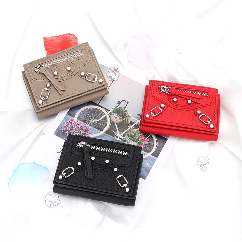 2022 new 10 Color Simple Leather Short card Wallet Cowhide Small Mini Wallet Fashion Locomotive Change Bag Simple coin wallet