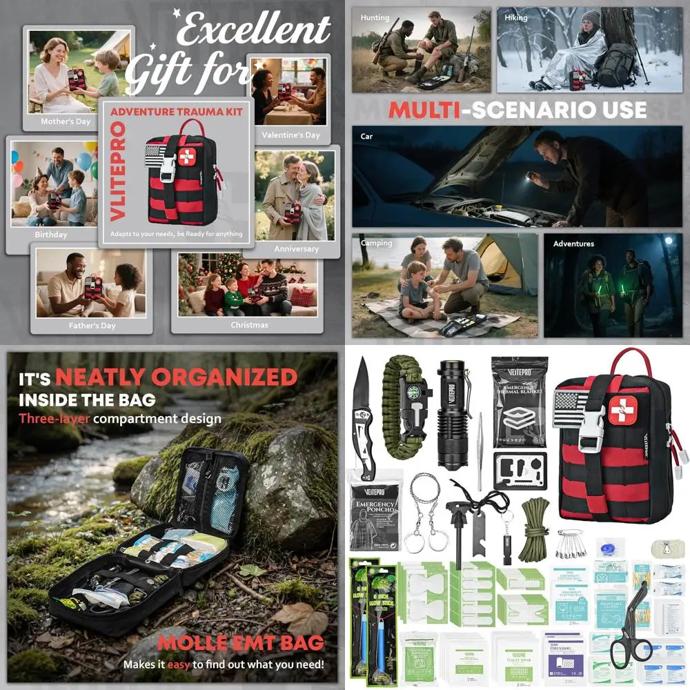 

242Pcs Survival First Aid Kit Molle System IFAK Medical Kit for Camping Hiking Hunting Car&Home Emergency, Earthquake Preparedne