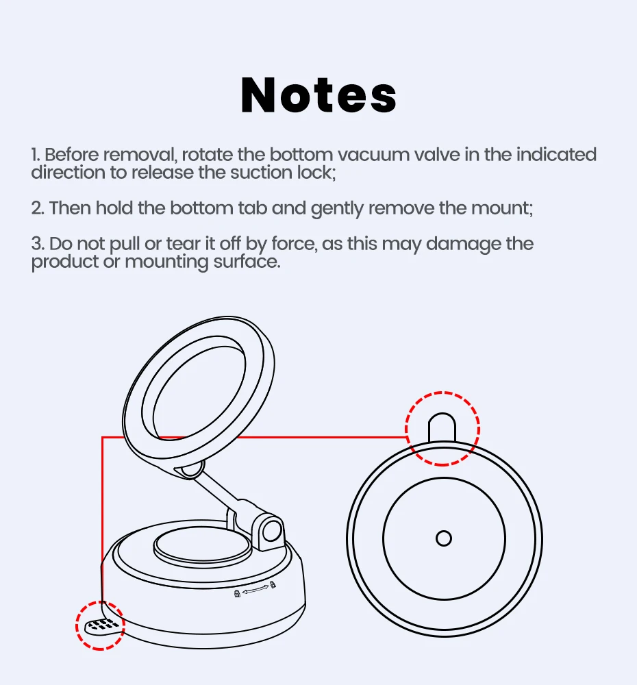 Toocki Vakuum-Magnetischer Auto-Handyhalter Saugnapf-Autohalterung 360° ° Verstellbarer, faltbarer Ständer für iPhone, Xiaomi, Huawei, Samsung – Detail 12