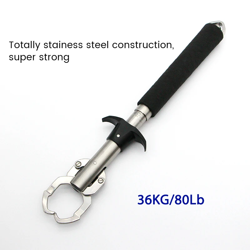 36KG/80Lb Heavy Duty Fishing Grabber Stainless Steel Fish Lip Grip with Weight Scale