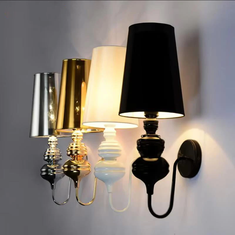 

Modern Wall lamps Glod Silver Black White cloth shade Home Decor Living Room wall sconce Foyer Bedroom Hotel Lighting Fixtures