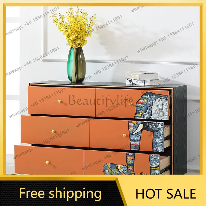 LD American light luxury six-chest cabinet living room foyer entrance bedroom storage drawer cabinet