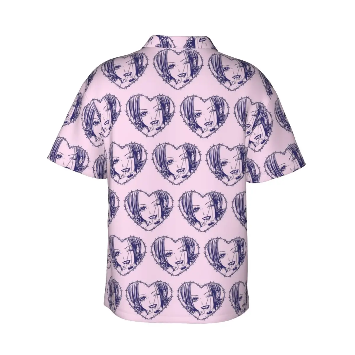 Nana Osaki Barbed Wire Heart Spread Men's Shirts Hawaiian Short Sleeve Shirt Casual Button Tops for Summer Beach