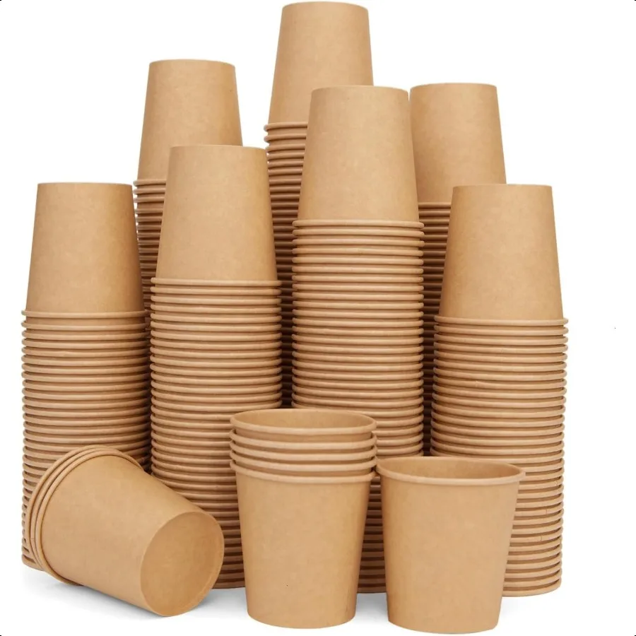 

300 Pcs 6 oz Kraft Paper Cups Paper Cups Hot Cold Beverage Drinking Cup for Coffee Water Tea Juice Espro Cortado