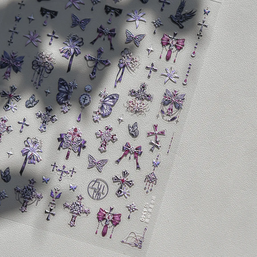 1 قطعة 5D فراشة الليل الداكن تنقش مسمار الفن ملصق شعبية العتيقة ثلاثي الأبعاد فراشة الورد مسمار لاصقة تزيين