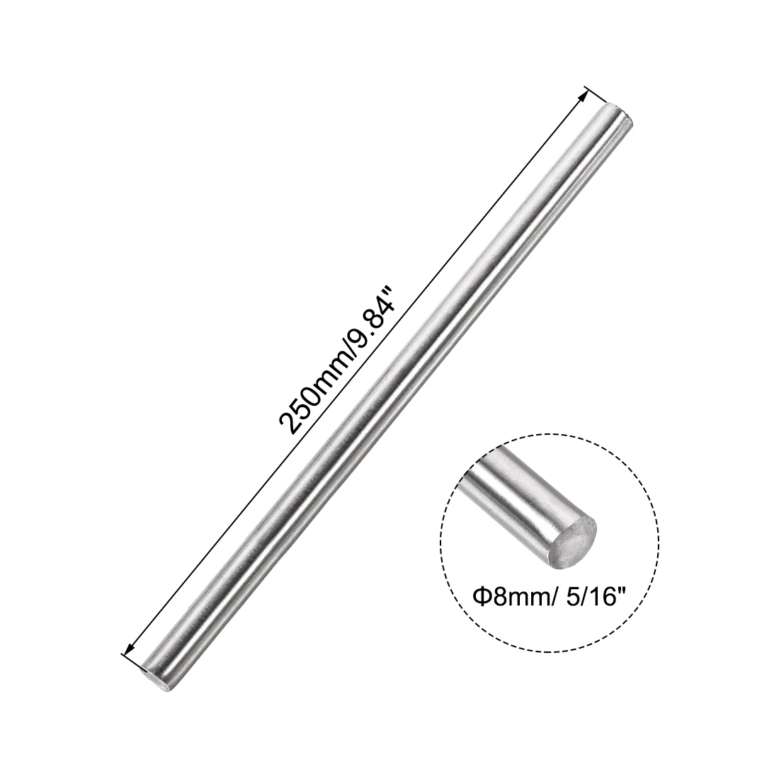 2 sztuki 8x100mm-300mm ze stali nierdzewnej 304 solidne okrągły pręt mocne odporne na korozję odporne na korozję pręty okrągły pręt dla wał