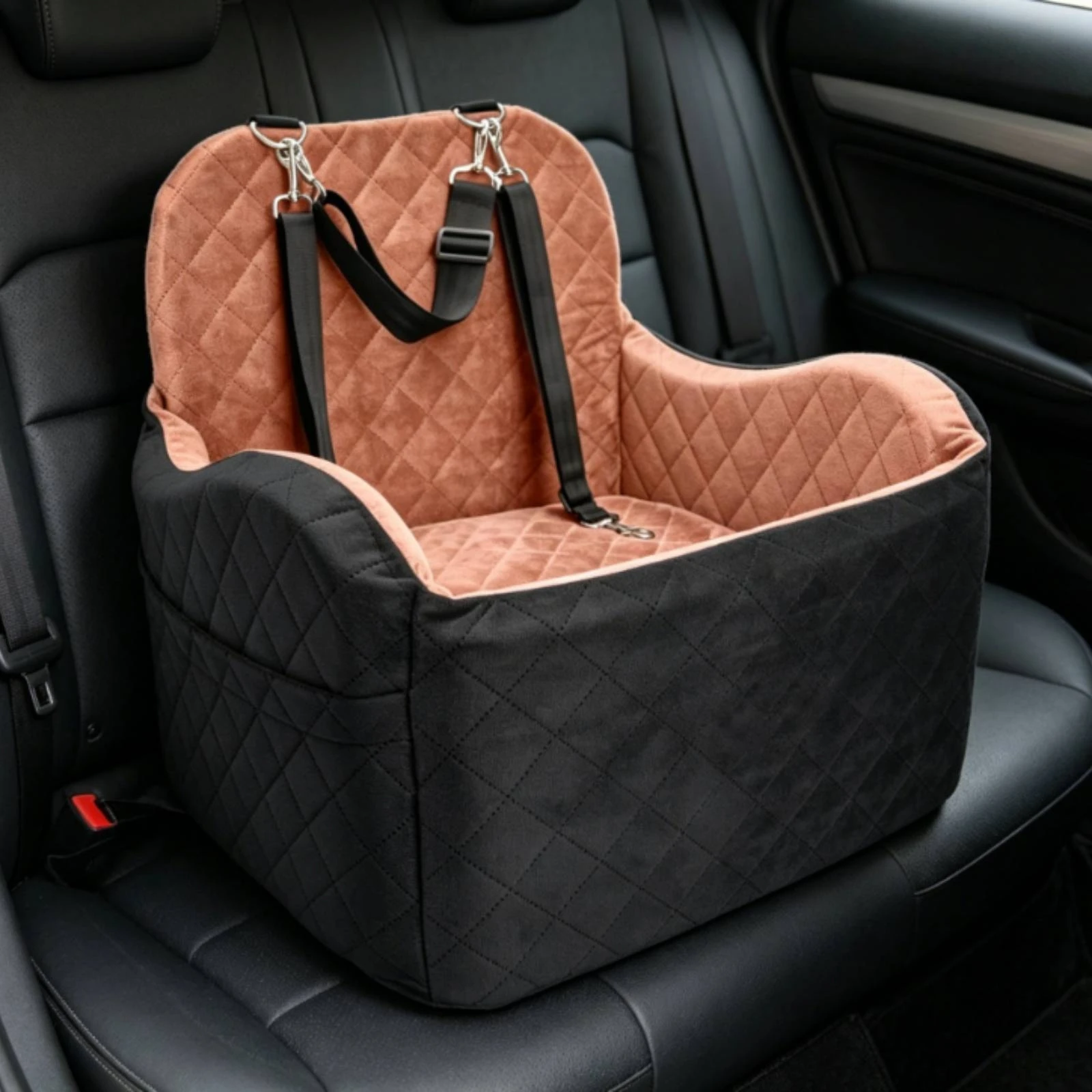 Travel Pet Nest Two-Season Season Dog Car Booster Seat Dog Booster Car Seat Quilted Storage Pockets for Dogs