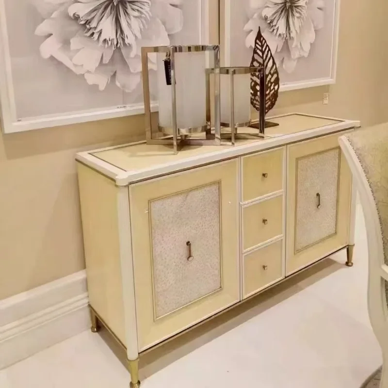 

Edge cabinet Solid wood tea cabinet American carved frame