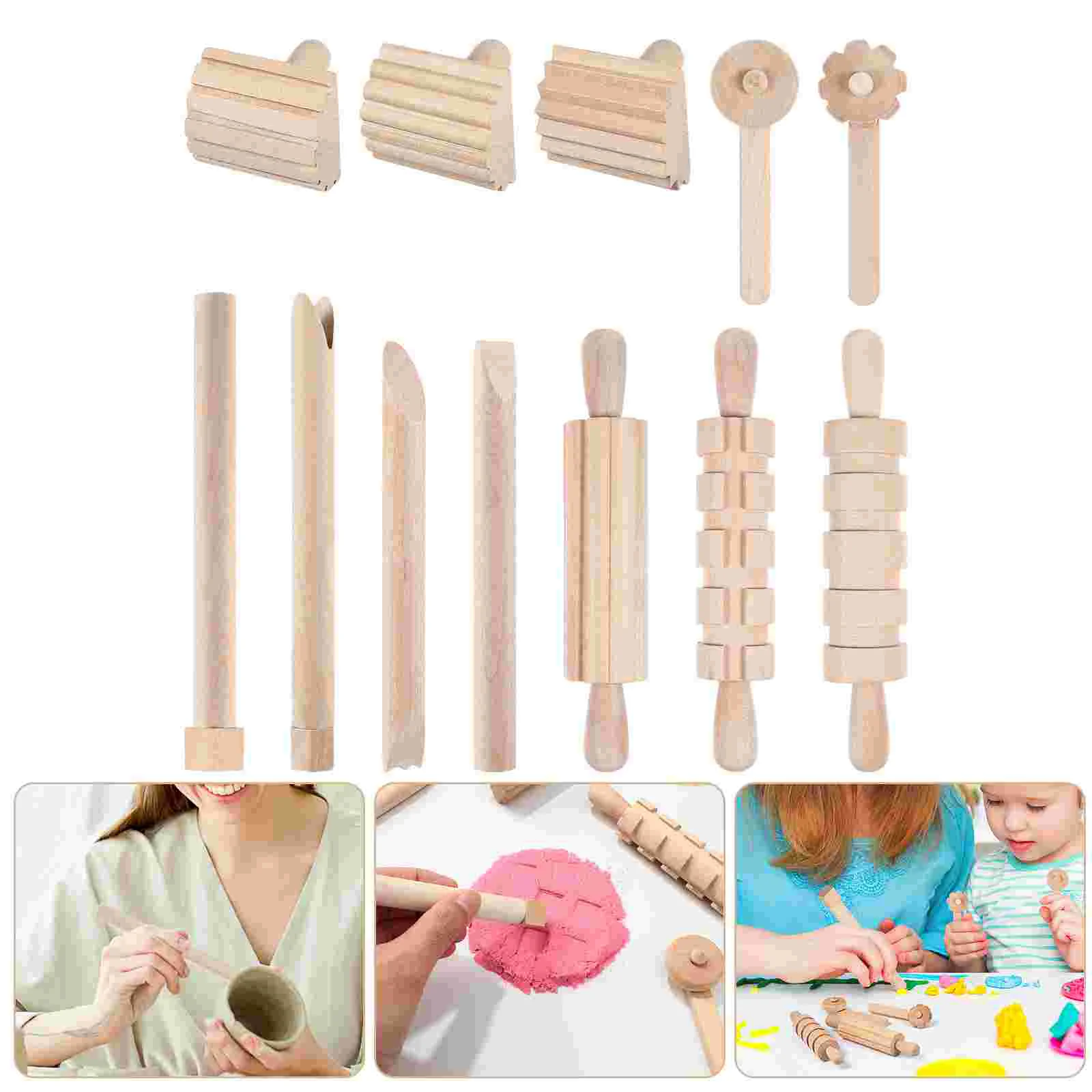 

Air Plasticine Tools Playdough Pottery Clay Sculpting Polymer Handle Wooden Children DIY Toy