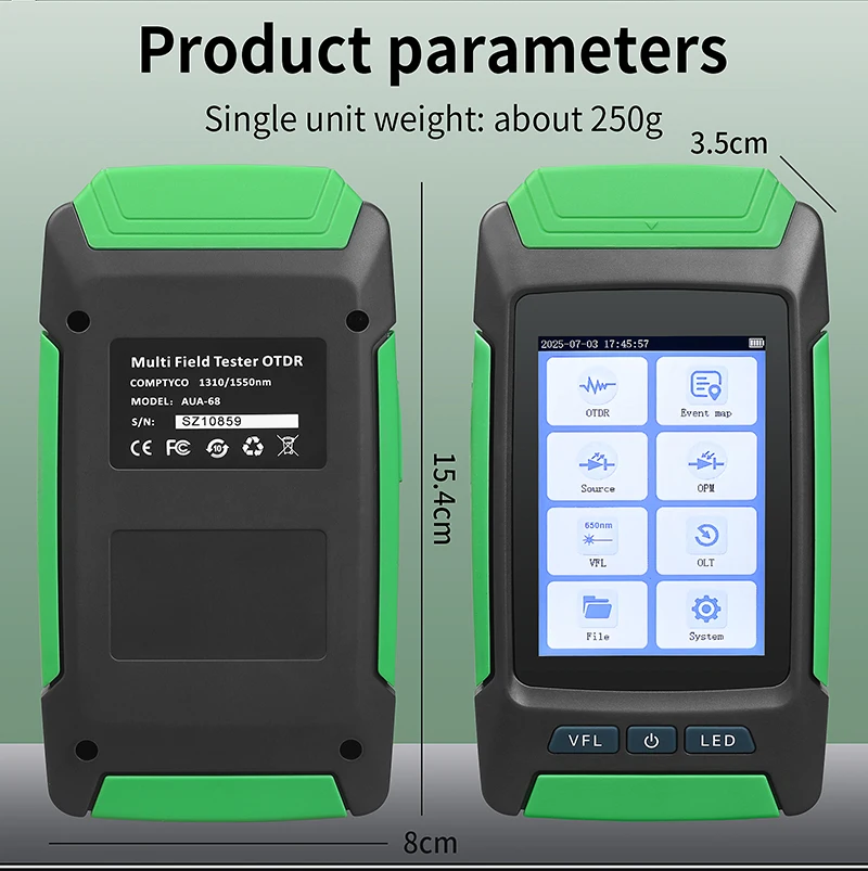 AUA-68 OTDR 80KM Fiber Optic Cable Tester Optical Fiber Loss Testing Tool 1310/1