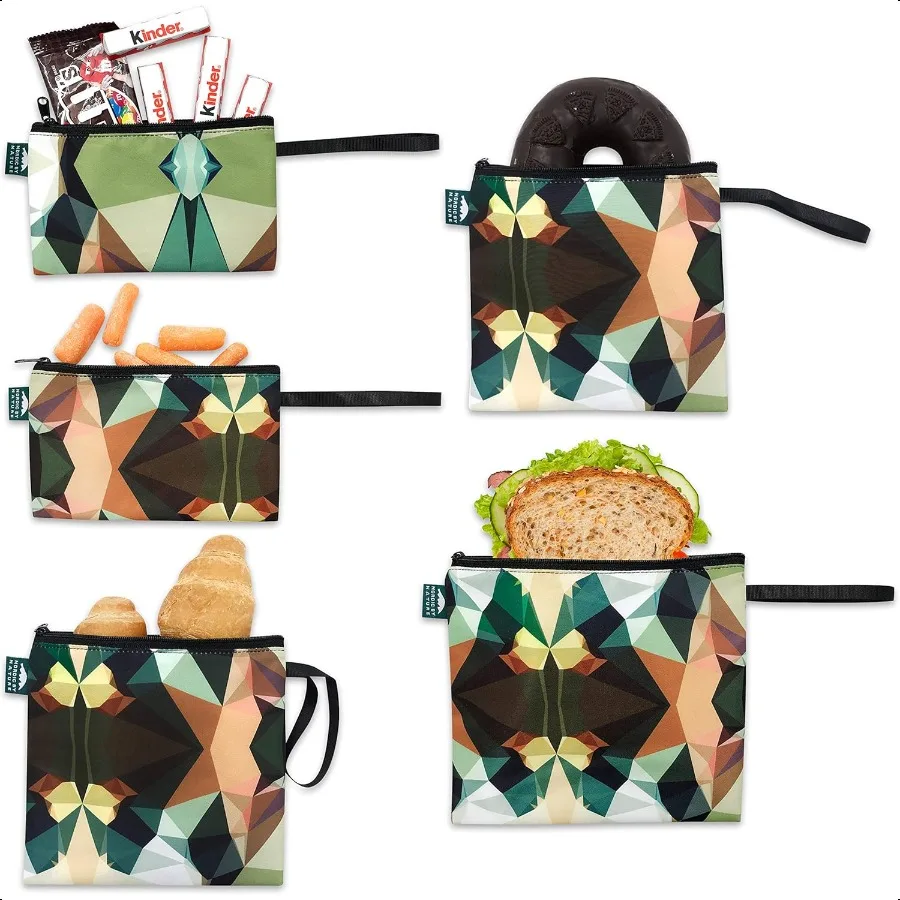 

Dual Layer Reusable Sandwich Snack Bags BPAFree Easy Clean School Lunch Bags for Adults Mosaic Camo