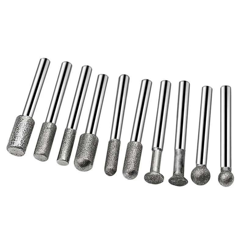 

6MM Shank Cylinder Diamond Grinding Bits Cylindrical Points Coated Carving Burrs Lapidary Tools Jade Stone Marble-B61B