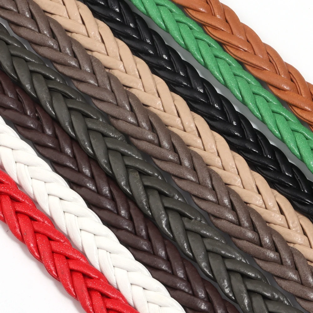 5 Yards 8mm Flaches Geflochtenes PU-Lederseil Buntes PU-Lederband für DIY Handgemachte Halsketten Armbänder Schmuckherstellung – Detail 6