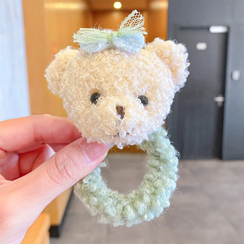 Niedliche Plüsch-Bären Elastische Haarbänder für Mädchen Kinder Modische Kopfbedeckung Stirnband Damen-Haaraccessoires – Detail 6