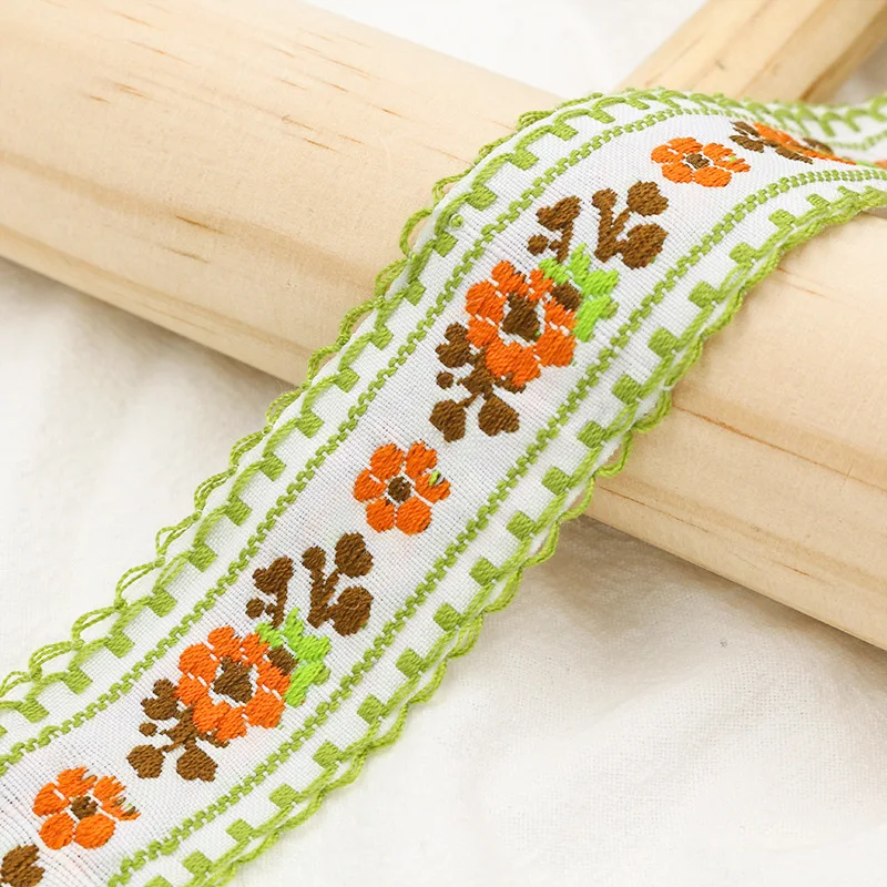 3 Yards 35MM 1.38 Inch Width Pastoral Style Small Flower Handmade Embroidery Ribbon Lace