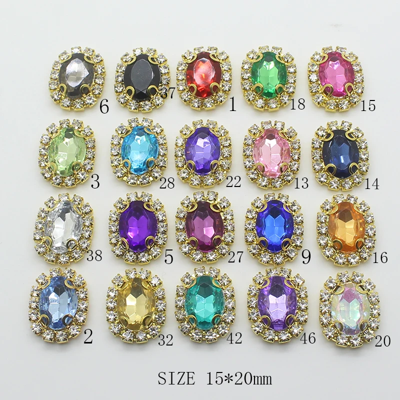 YWXINXI New Sale Price 10Pcs/Lot 15*20MM Jewelry Accessories Handwork Fitting Rhinestones Pedestal Embellishments Caps Decor For