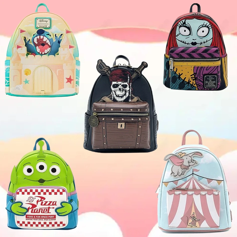 

Pirates of The Caribbean Jack Sparrow Skull Backpack The Nightare Before Suture Sally Jack Hearts Mini Double Shoulder Backpack