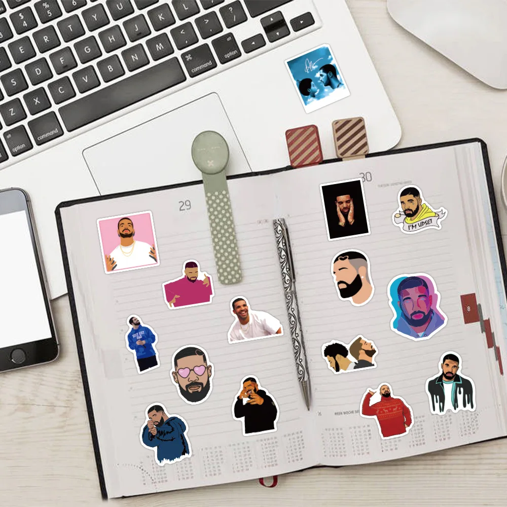 60PCS New KPOP Singer cartoon graffiti stickers Drake Fans Collection Gift Luggage Notebooks Guitar Skateboard Waterproof Decals