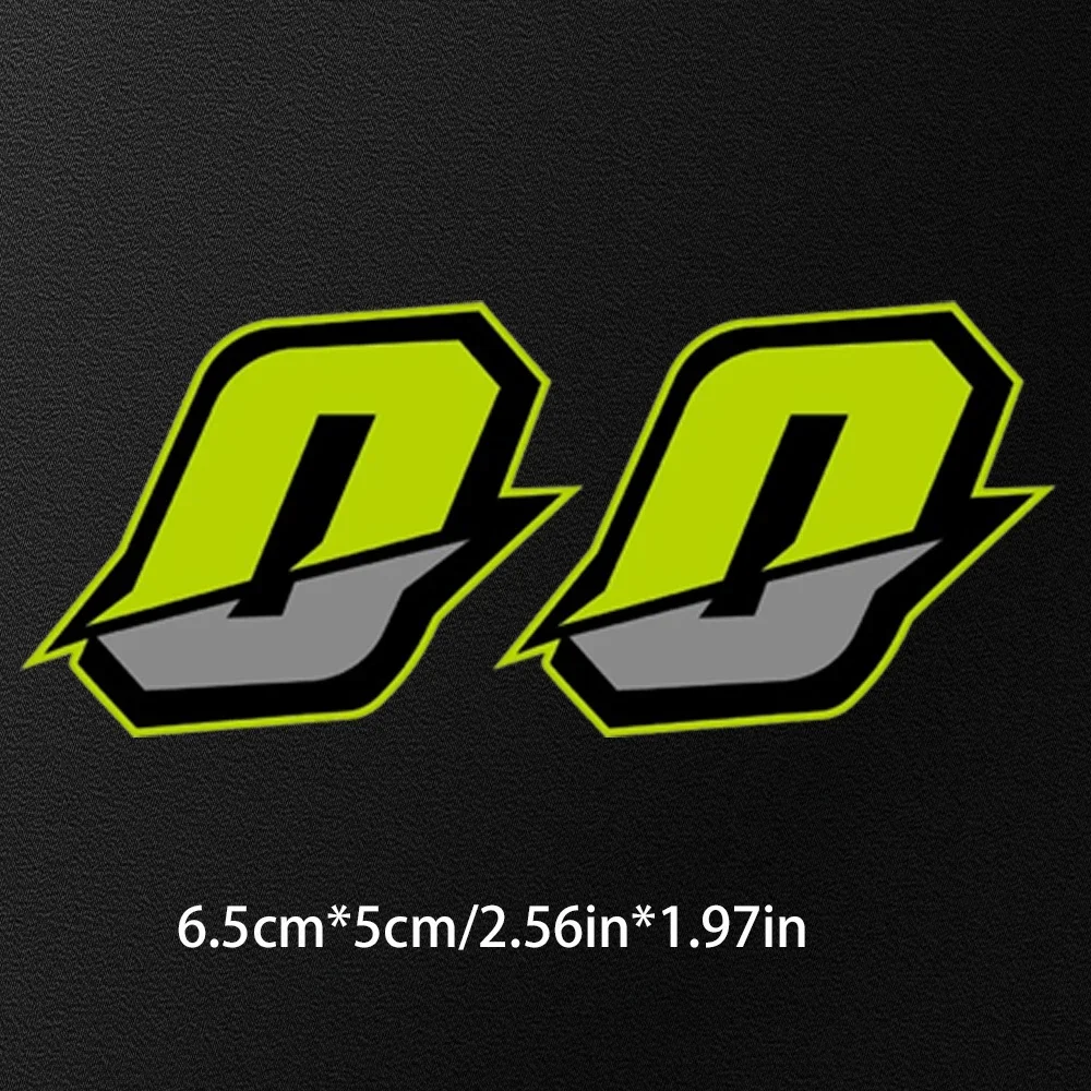 2Pcs Motorcycle Racing Arabic Number Sticker Reflective Rainbow Waterproof PVC Vinyl Decal Self Adhesive Helmet Car Bumper