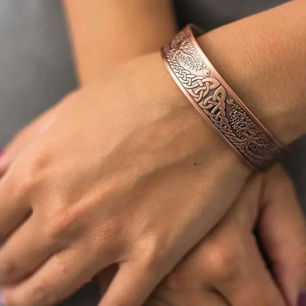 ARADOO Life Tree Pure Copper 27Pcs Neodymium Magnets Bracelets Copper Bangle Jewelry Gifts