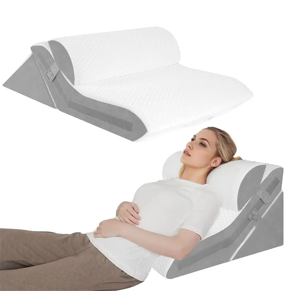 Utility Design Wedge Pillow for Sleeping Adjustable Folding Triangle Pillow for Snoring and After Surgery Back Pain Relief Acid