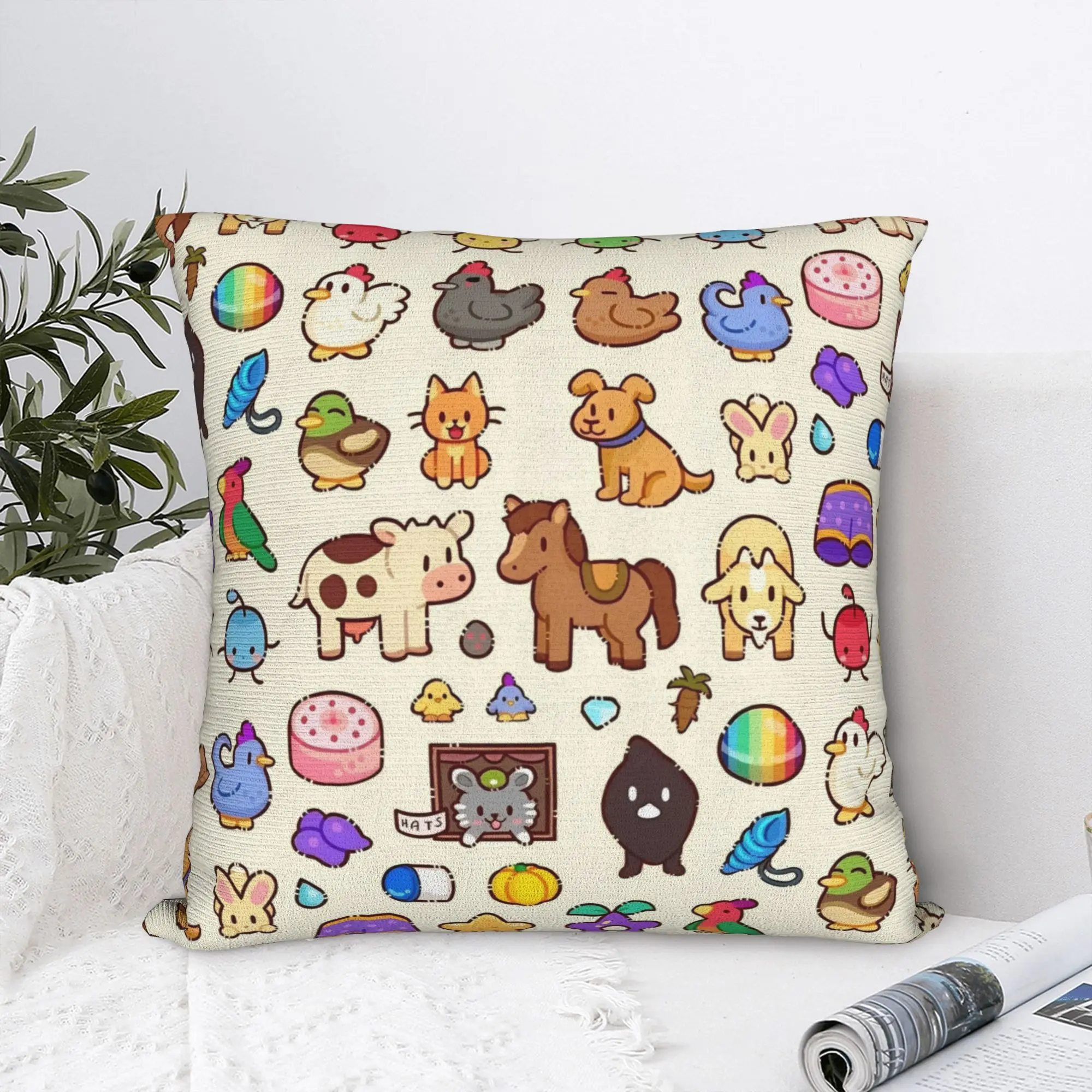 Printing Creature in Stardew Valley Pillowcase Fabric Cushion Cover Decoration Cute Jimino Animals Pillow Case Cover Wholesale