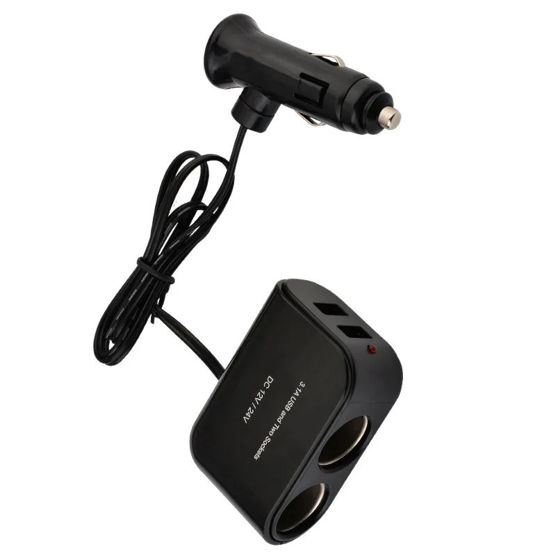  USB 2 Way Car Cigarette Lighter dual USB ports Car Adapter Plug 12V/24V Auto Socket Splitter Charger Vehicle Lighter Adapter