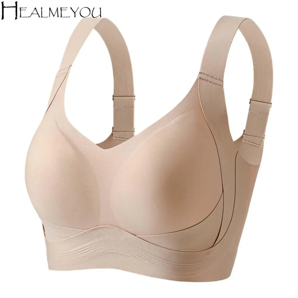 

Basic Ice Silk большой беспроводной бюстгальтер, нижнее белье с эффектом пуш-ап, нижнее белье для женщин, тонкий регулируемый бесшовный поддерживающий бюстгальтер, женский