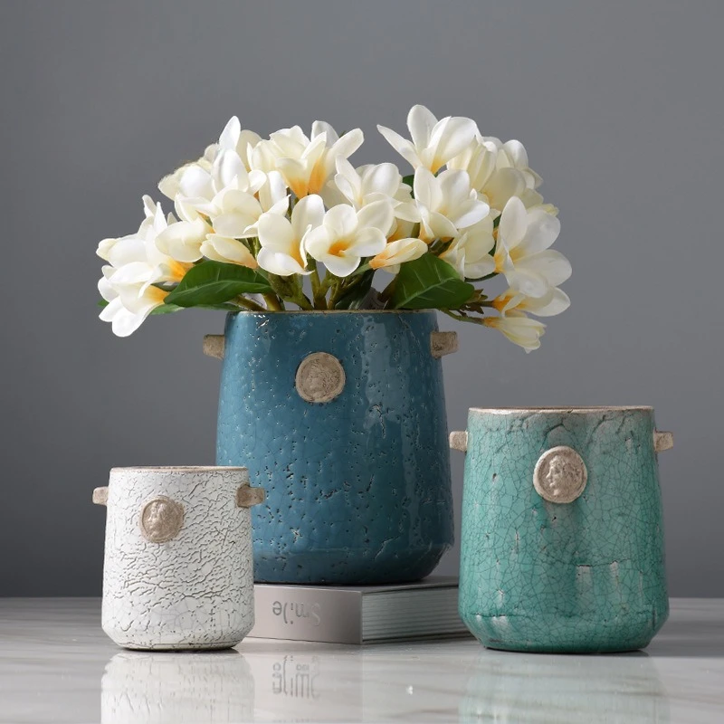 

Nordic ceramic country vase ornament, European dining table, living room flower arrangement, creative simple home decoration